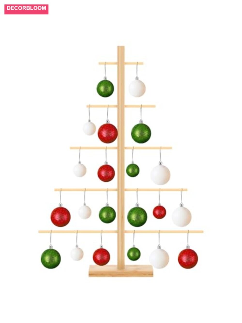 Wooden Christmas Ornament Display Stand 10 Arms Hanging Holder 27.56 In